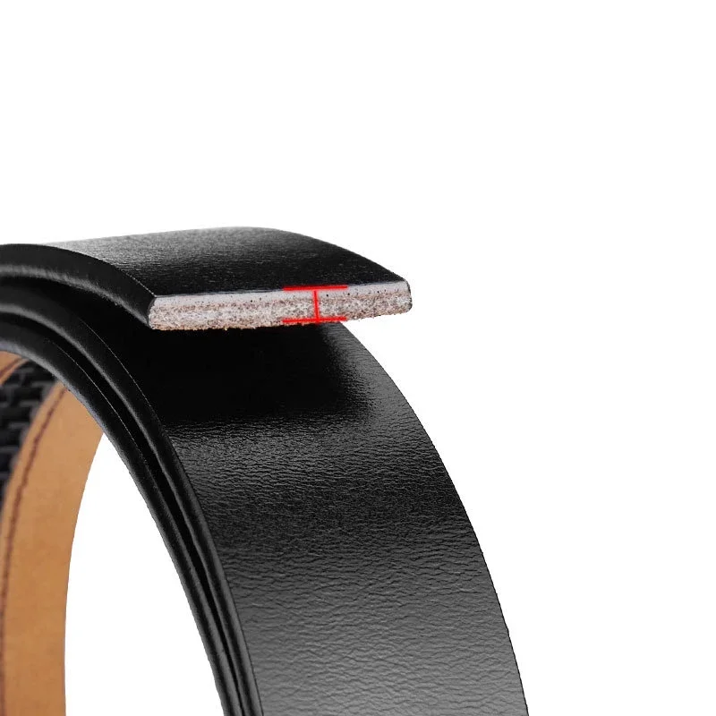 Talla grande 130 140 150 cm Sin hebilla 3,5 cm de ancho Correas de cinturón de cuero genuino Negro Marrón Sin cinturones con hebilla automática