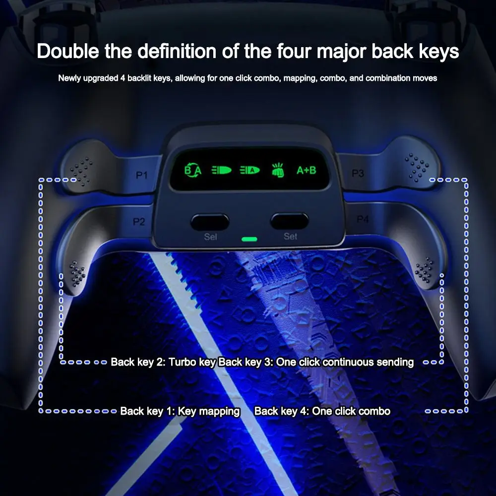Professional Gaming Gamepad Back Paddles Multi-function DIY Gamepad Extension Programmable Controller Back Buttons for PS5