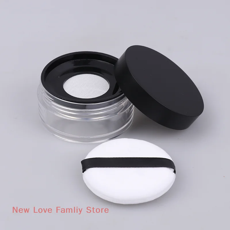 Portable Plastic Powder Box Handheld Empty Loose Powder Pot With Sieve Cosmetic Travel Makeup Jar Sifter Container