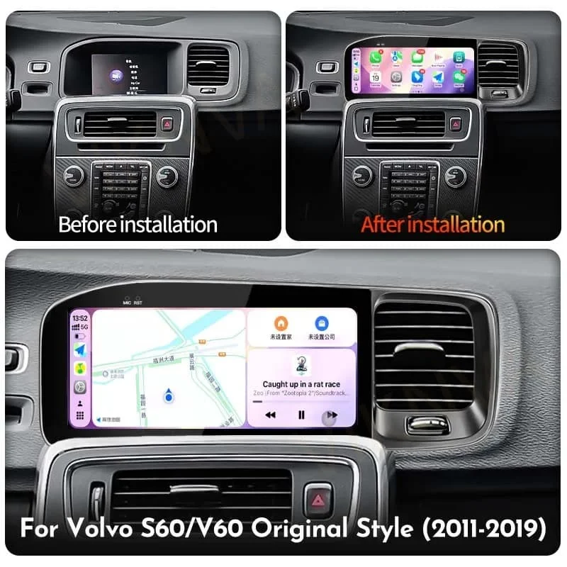 Carplay Video For Volvo S60 2011 2012 2013 2014 2015 2016 2017  Car Radio 1 Din Android Multimedia Player Auto Touch Screen