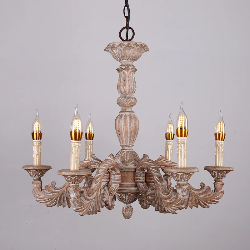

Высококачественная резная люстра из цельного дерева, американская ретро-деревянная лампа, старые лампы, персонализированная художественная декоративная лампа для спальни, столовой