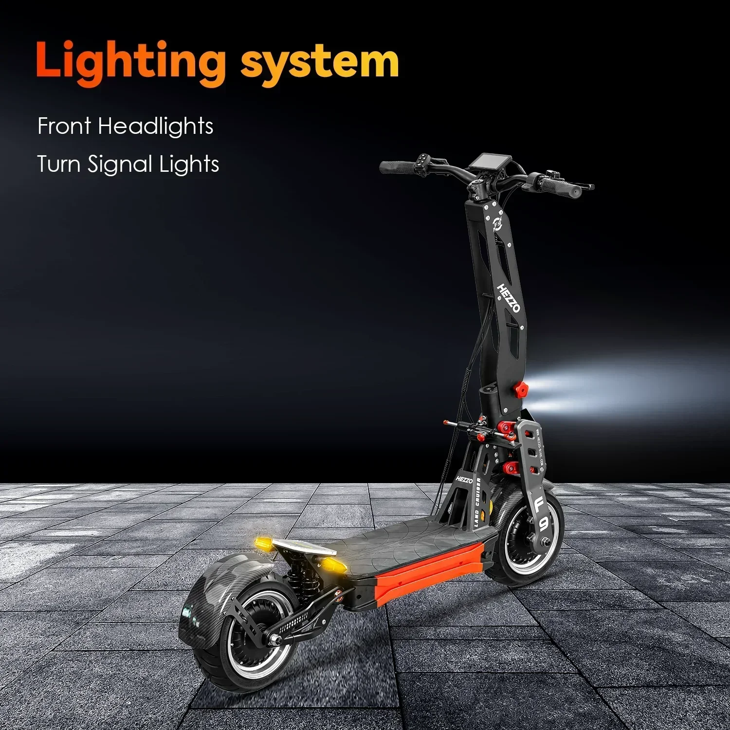 HEZZO-Off-Road elétrico Off-Road Scooter com NFC Haste de Amortecimento, 12 "Fat Tire, 60V, 8000W, 54.5MPH, 40AH, 63 milhas pneu, motores duplos, mountain Cross E-bike