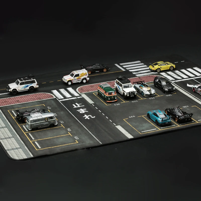 1:64Scale Model Large Road Scene Parking Lot Mat For Diecast Car Vehicle Toy Scene Display Simulation Scene Mouse Pad Collection