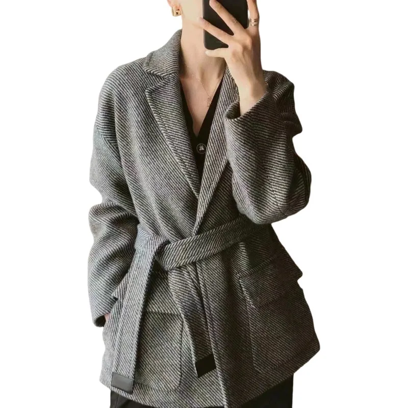 90% vera lana 10% cashmere cappotto twill tessuto cashmere lana cappotto qualità di elegante cappotto versione superiore giacca di lana