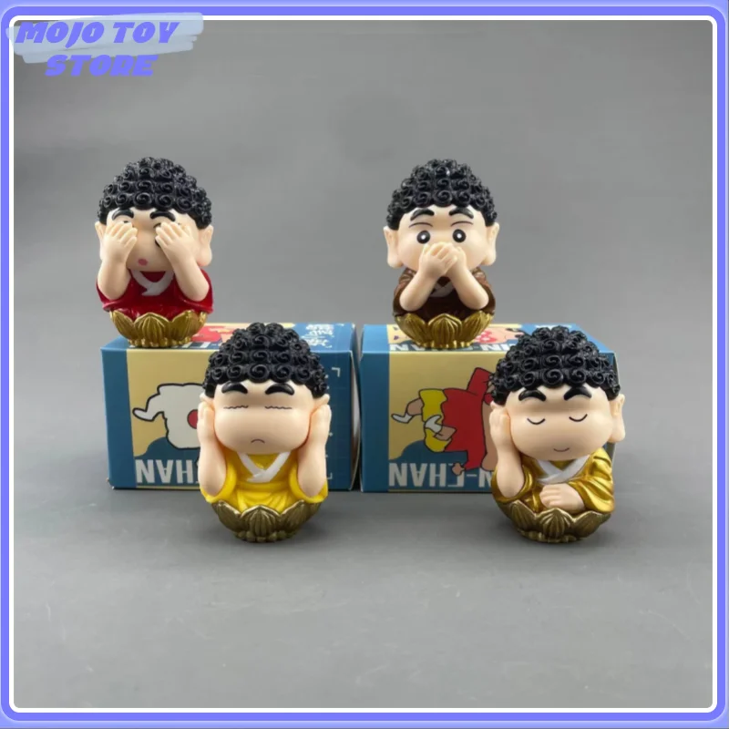 4pcs Buddha Shin Chan Anime Figure Gk Don't See Don't Say Close One's Ears Indisposition Crayon Shin Chan Model Decoration Toy