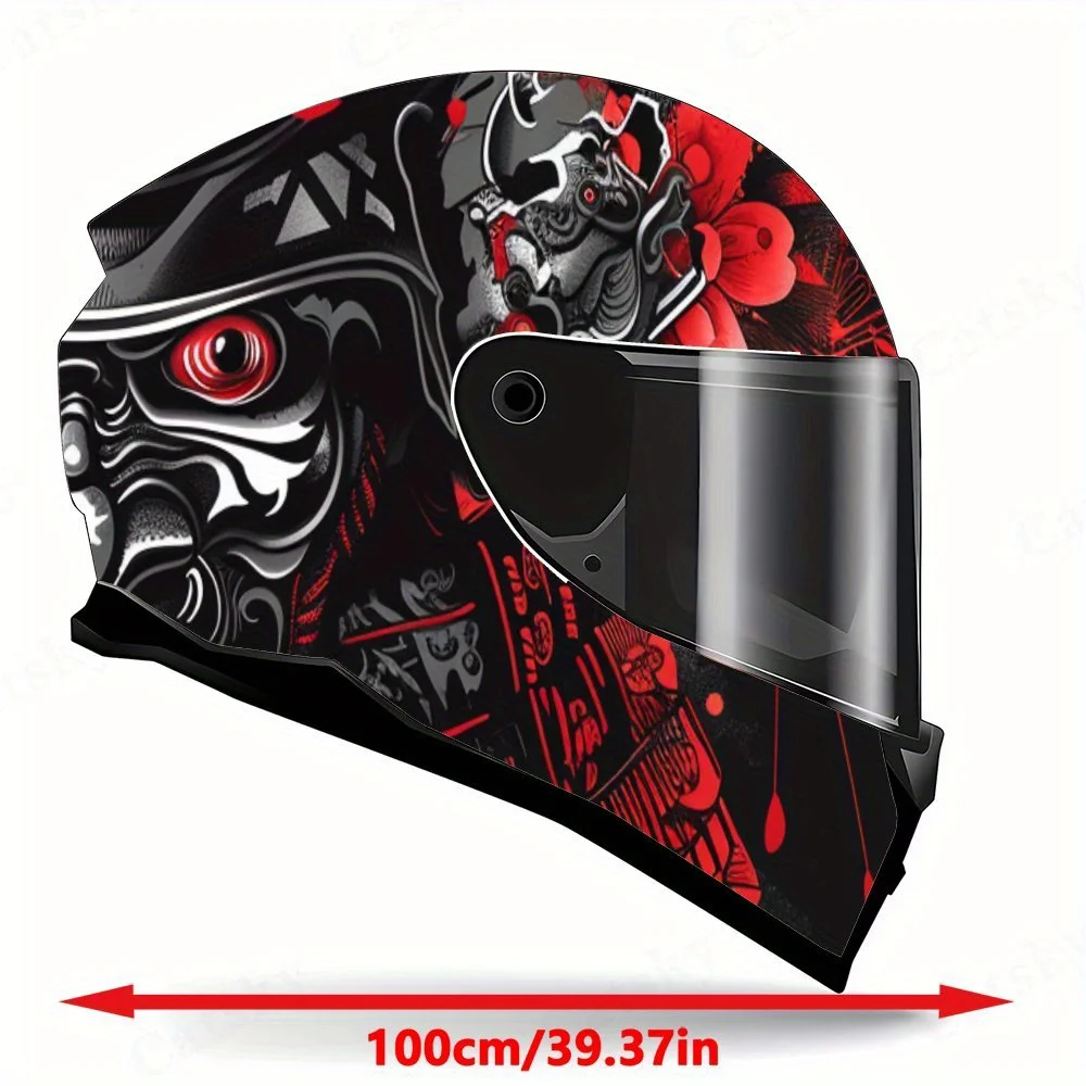 Samurai Soul Helmet Vinyl Wraps, Waterproof Scratch-Resistant Full Face Helmet Decals, Durable PVC Artistic Design, Instant Helm