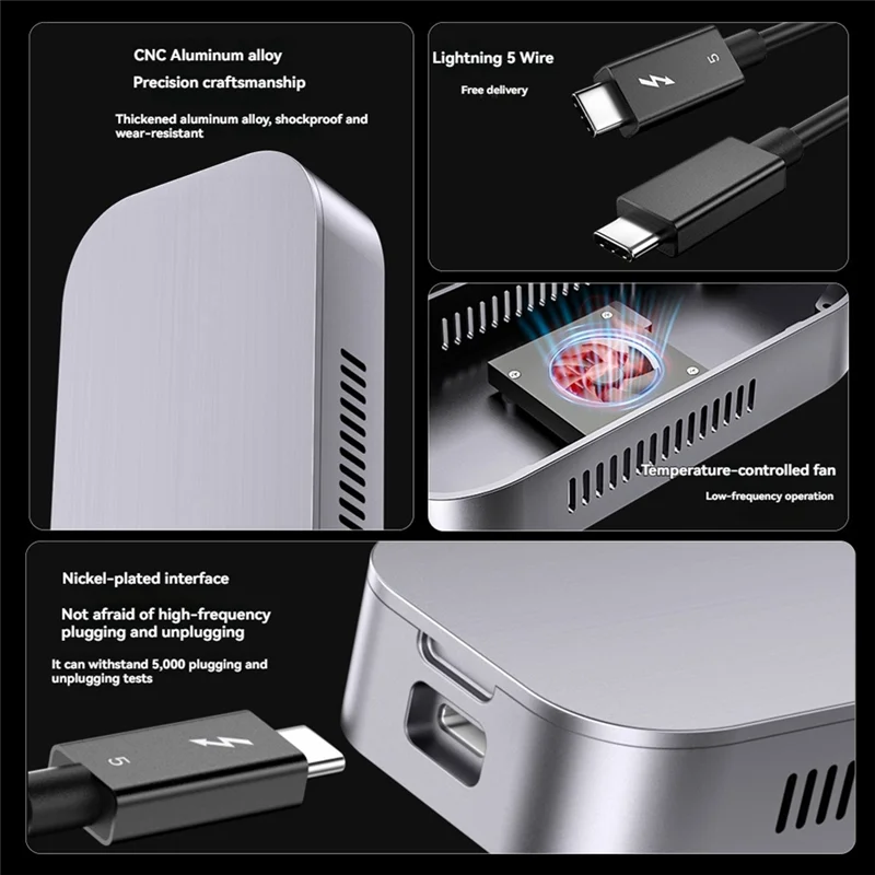 A99E-80Gbps Thunderbolt 5 SSD Enclosure JHL9480 Chip SSD Enclosure 80Gbps SSD Enclosure