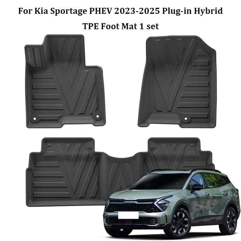 For Kia Sportage PHEV 2023-2025 Plug-in Hybrid (LHD) Car Floor Mat TPE Four Seasons Waterproof Non-Slip Carpet Protector Mat