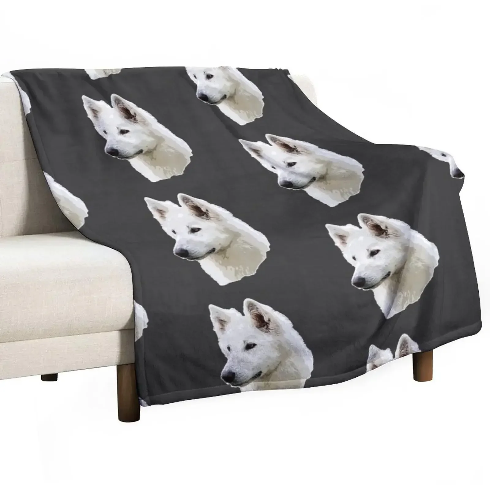 

White Swiss Shepherd Stunning White Dog Throw Blanket Single For Sofa Thin for winter Cute Plaid Blankets