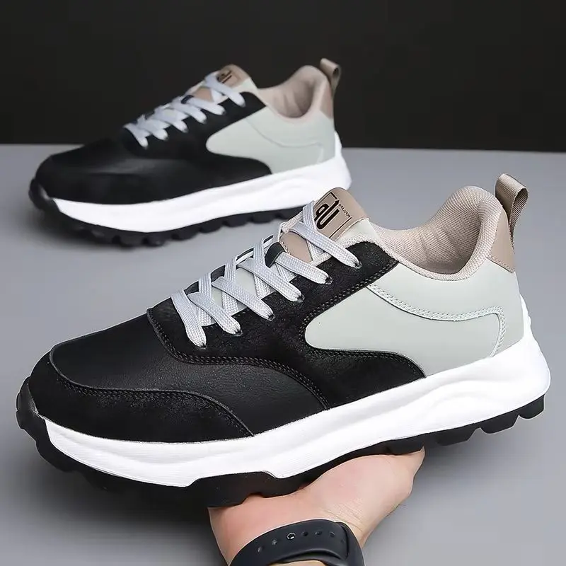 

Trendy Thick Soles Men's Shoes 2025 Autumn And Winter Casual Shoes Youth Trendy Running Shoes Plus Velvet Warm Sports Shoes