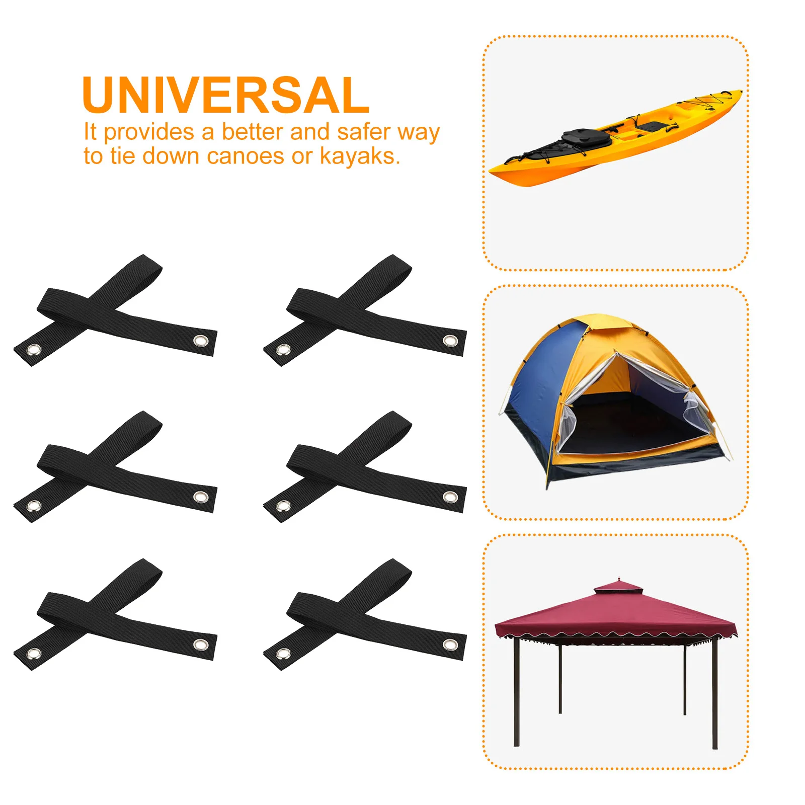 

12Pcs Canoe Anchor Straps Hood Loop Tie Down for Kayak Boat Cargo Hauling Fastening Belt Webbing Anchor Straps Car