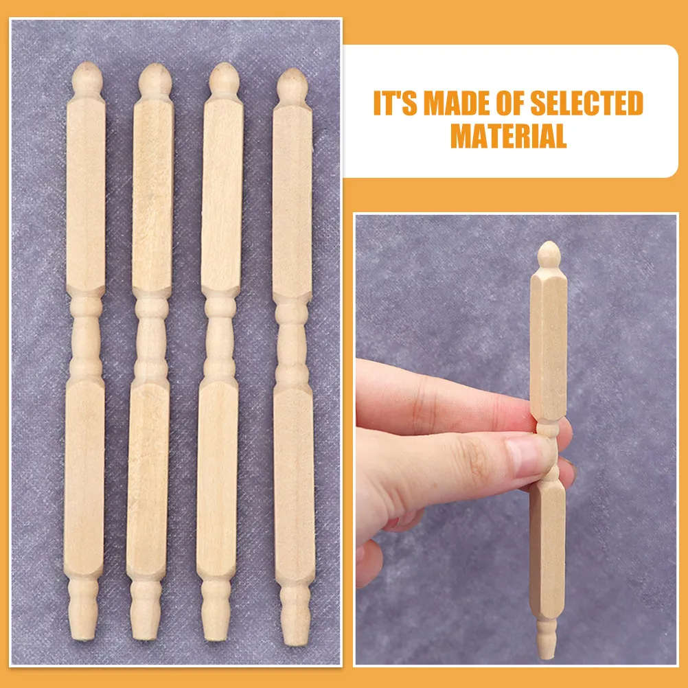 

4Pcs Miniature Wood Pillars Dollhouse Accessories Mini House Stairs Making Materials Dollhouse Accessories Mini Wood Pillars