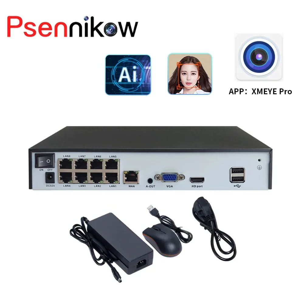 NVR Video Recorder 4k Ultra HD POE NVR Onvif H.265 Face Detection 4CH 8CH 16CH Network Security Surveillance IP Camera Xmeye