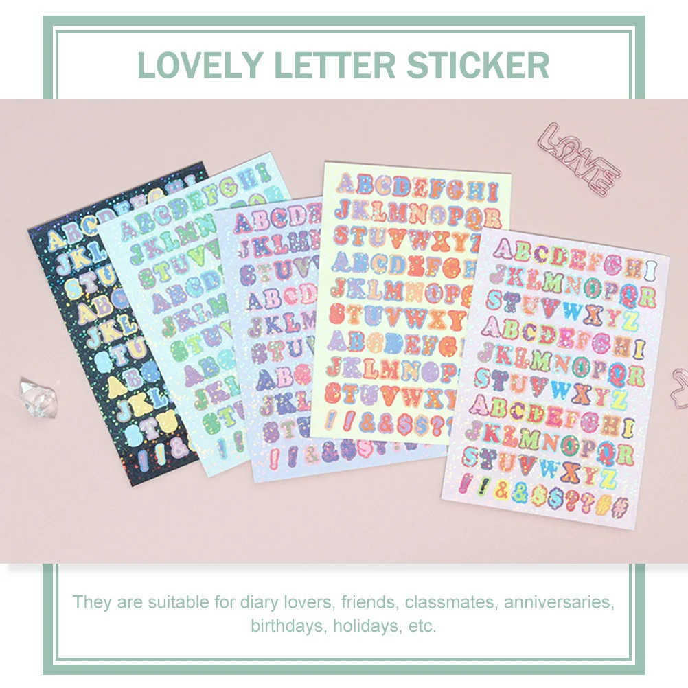 

15 Sheets Lovely Alphabet Stickers Waterproof Adhesive Letter Stickers for Journal Calendar Card Making Handmade Craft Projects