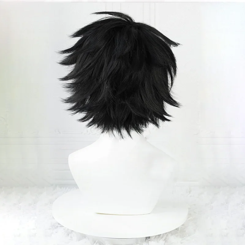 L.Lawliet Cosplay Wig L Cosplay Wigs 35cm Short Black Heat Resistant Synthetic Hair Man Halloween Party Wigs