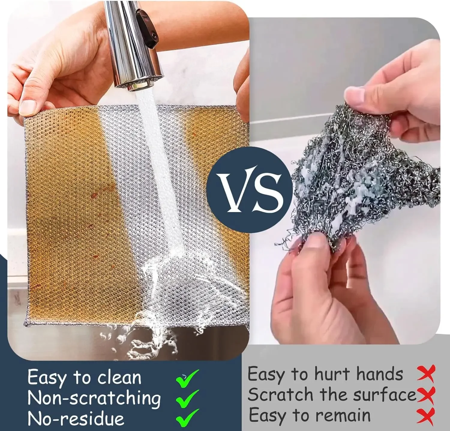 1/20pcs Steel Wire Wipes Double-side Scouring Pad Cloths Kitchen Dish Wash Cleaning Rags Non-Scratch Scrubber Thicken Mesh Towel