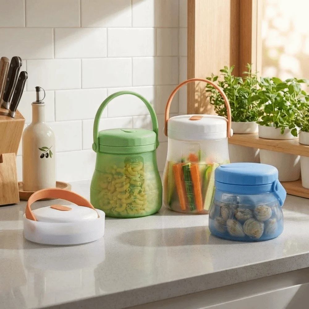 800/1200/1500ml Fresh Keeping Bucket Heat Resistant Leak-Proof Silicone Food Storage Container with Scale with Handle Kimchi Jar - view 5