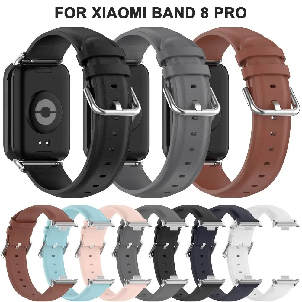 Pulseira de couro para Xiaomi Band 8 Pro, acessórios para pulseira, pulseira fivela, pulseira macia, relógio inteligente