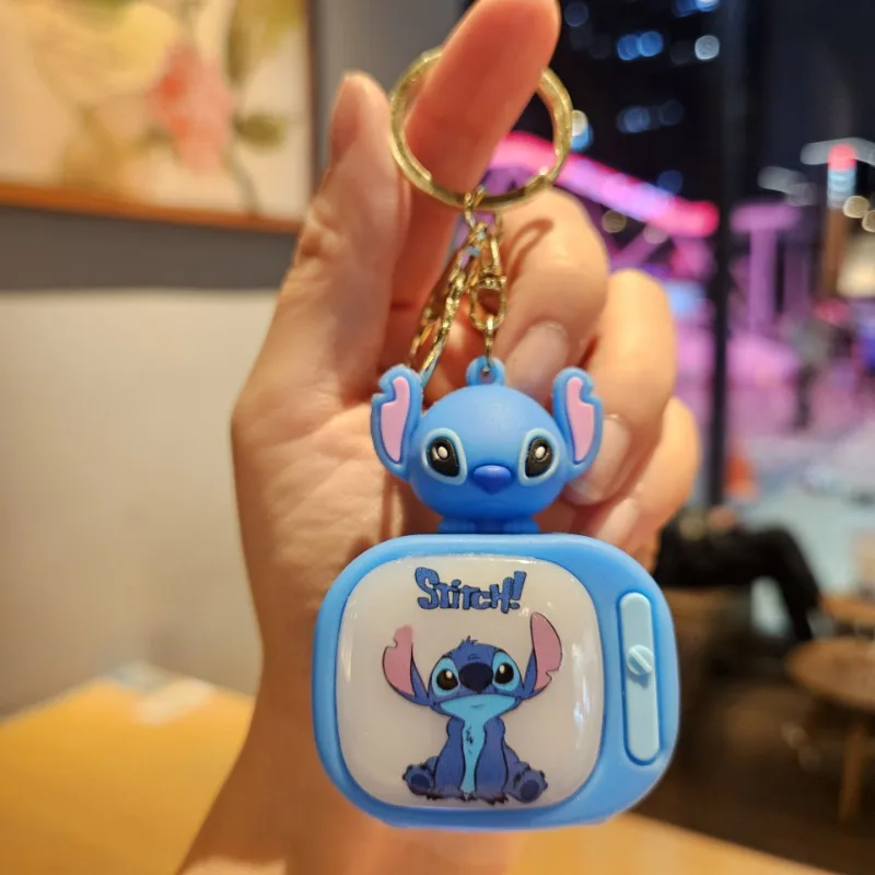 Miniso Lilo & Stitch Mini TV Keychain Pendant School Bag Car Pendant Keychain Children's Birthday Gift Christmas Gift