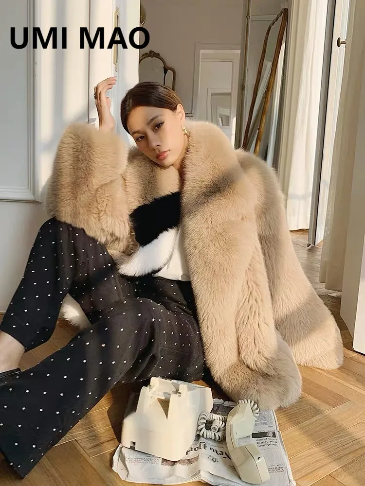 UMI MAO Giacche invernali Nuovo cappotto di pelliccia integrato in vera pelliccia Cappotto di pelliccia di volpe medio-lungo Tendenza europea americana da donna Femme Y2K