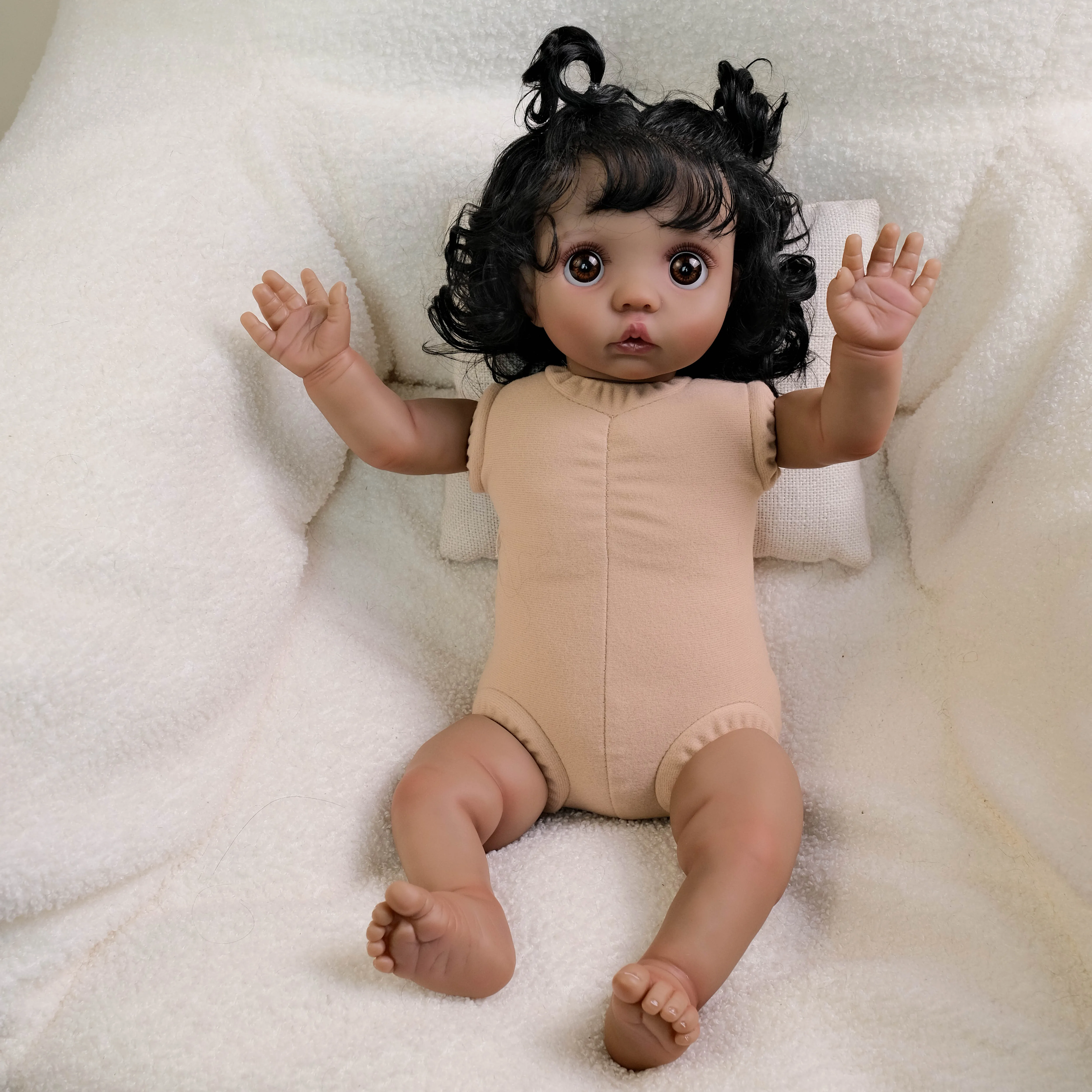 

NPK 16inch Peeka Nude Doll with Soft Cloth Body Realistic Hand-Rooted Hair Cuddly Lifelike Reborn Baby Doll