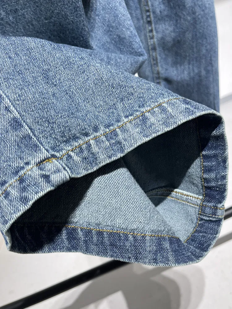 Women's High-Waist Wide-Leg Cotton Denim Jeans - Y2K Straight Fit
