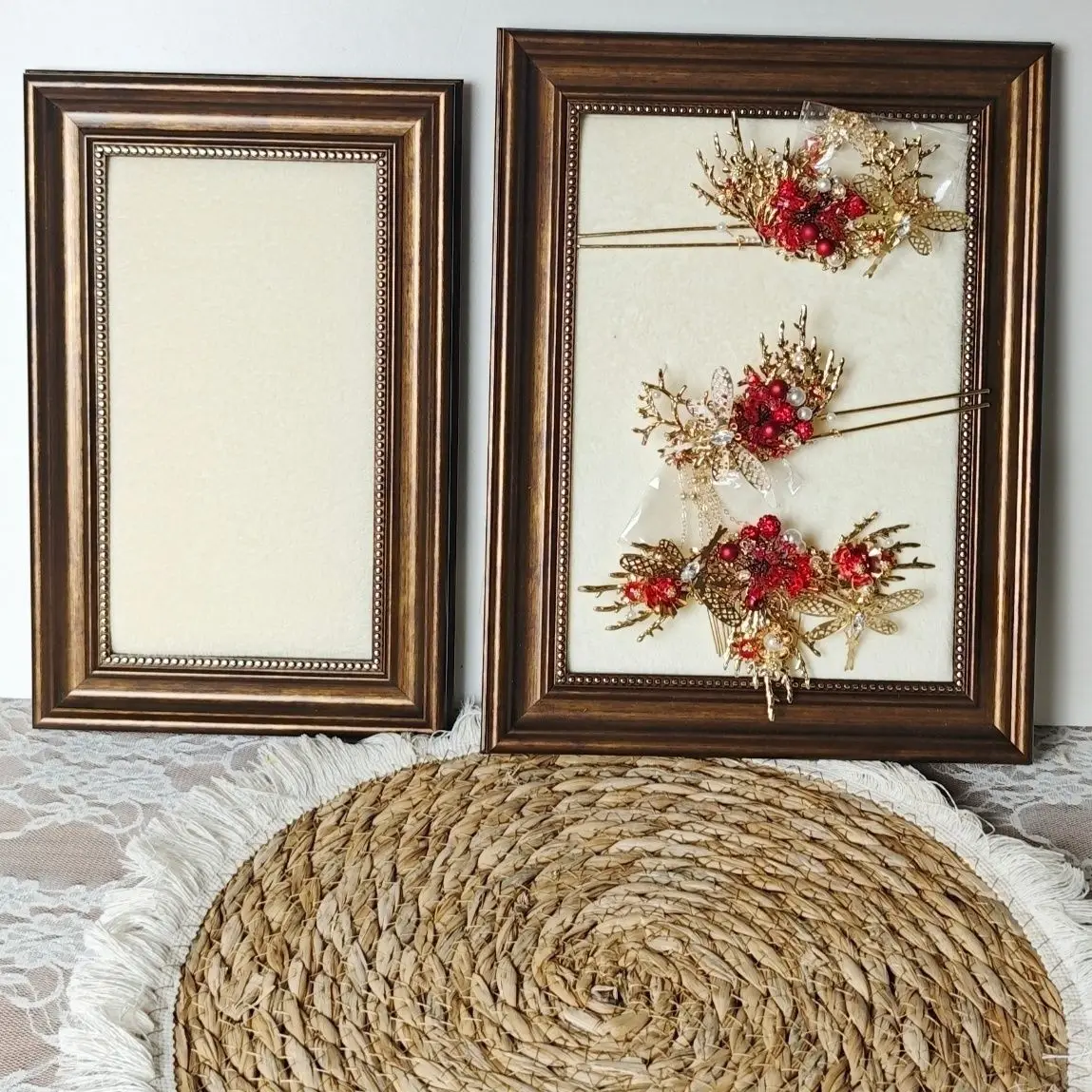 High-End Velvet Lined Jewelry Display Frame - Punch-Free Wall Mounted Rack for Necklaces, Bracelets, Earrings & Rings,