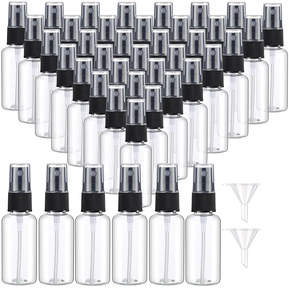 50PCS 10/20/30/50/60/100ml Clear Plastic Empty Spray Bottle with 2 Funnels Travel Bottles for Perfume Skin Toner Essential Oils