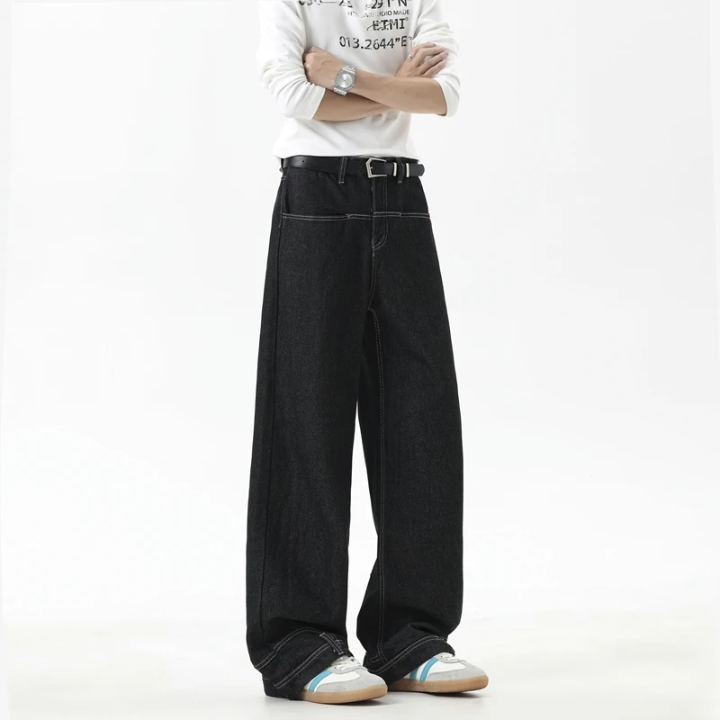 American High Street Baggy Jeans Men's and Women's Retro Personalized Mopping Trousers Loose Straight Wide-leg Trousers