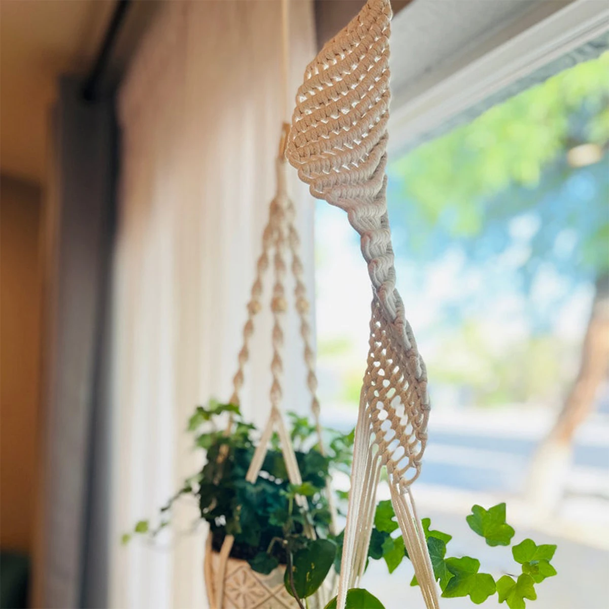 Handmade Macrame Plant Hangers Hanging Cotton Rope Hanging Planter Garden Plant Pot Holder Decor for Indoor Living Room Balcony