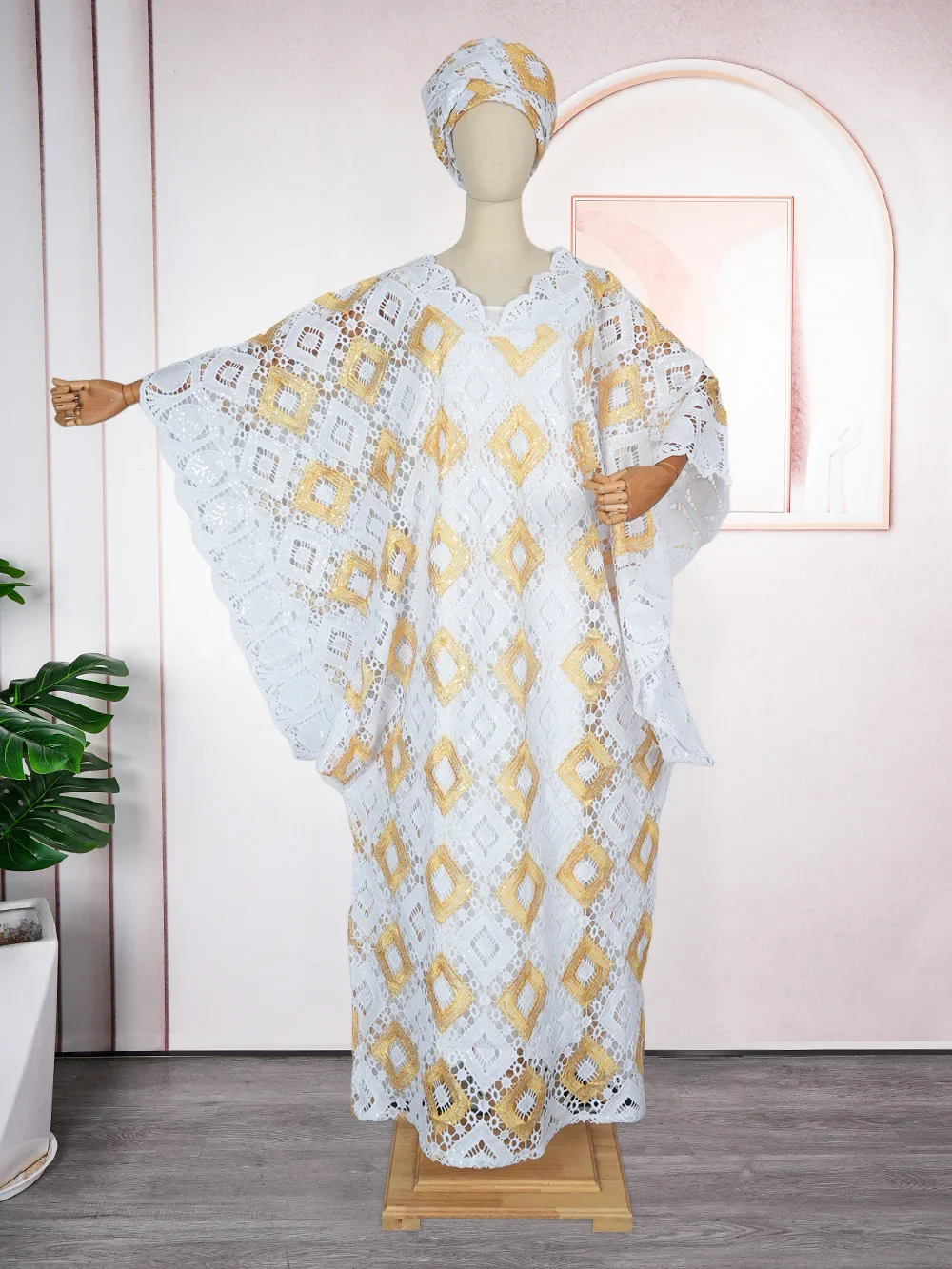 African Dresses for Women Traditional Dashiki Lace Boubou Plus Size Wedding Party Gown Muslim Kaftan Maxi Dress African Clothing