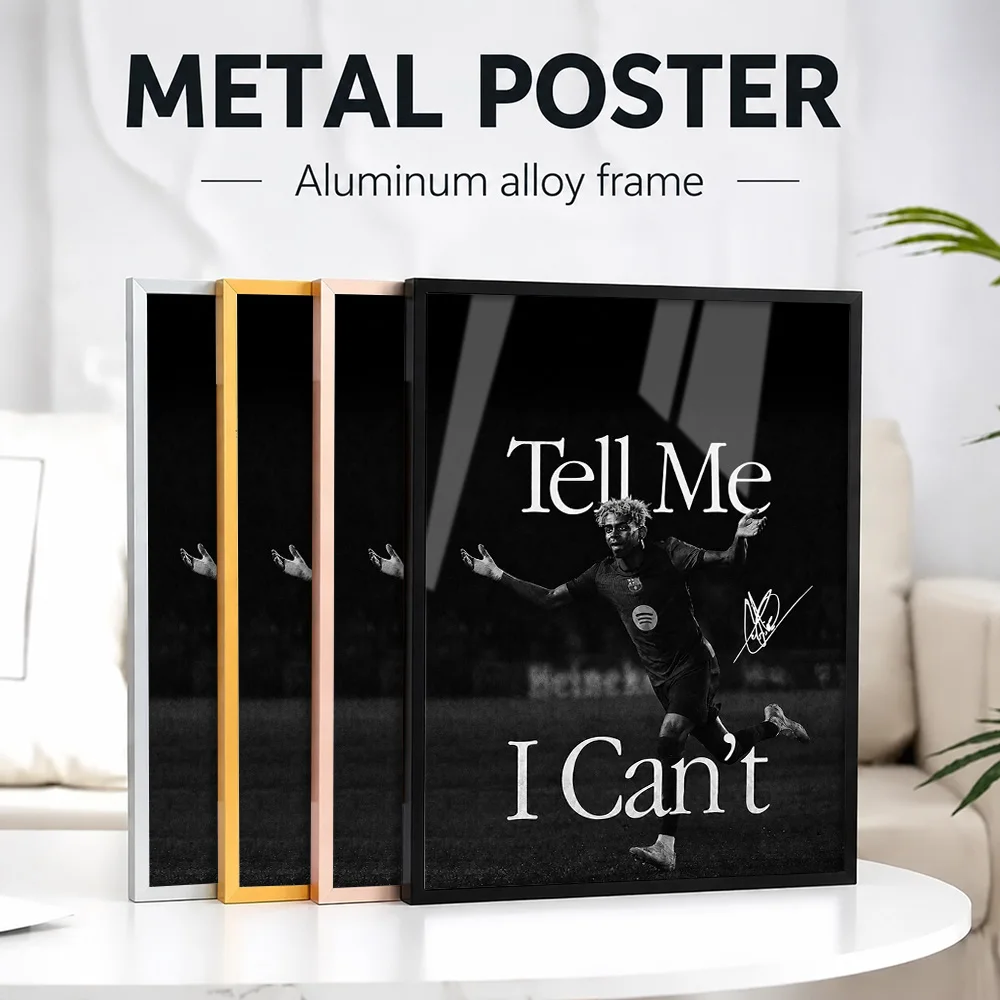 Lamine Yamal Framed Metal Poster Personalized Photo Energetic Graphic Style Wall Art For Bedroom And Office Football Fan Gift