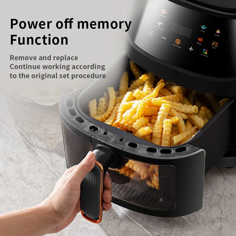 

English Intelligent Household Large Capacity Multi-functional Stainless Steel Visual air Fryer Electric Grill Pan