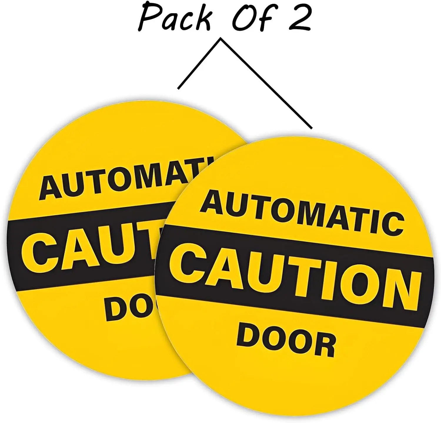 2 Pack Caution Automatic Door Black On Yellow PVC Sticker For Building Entrance Doors Safety Notice Decal