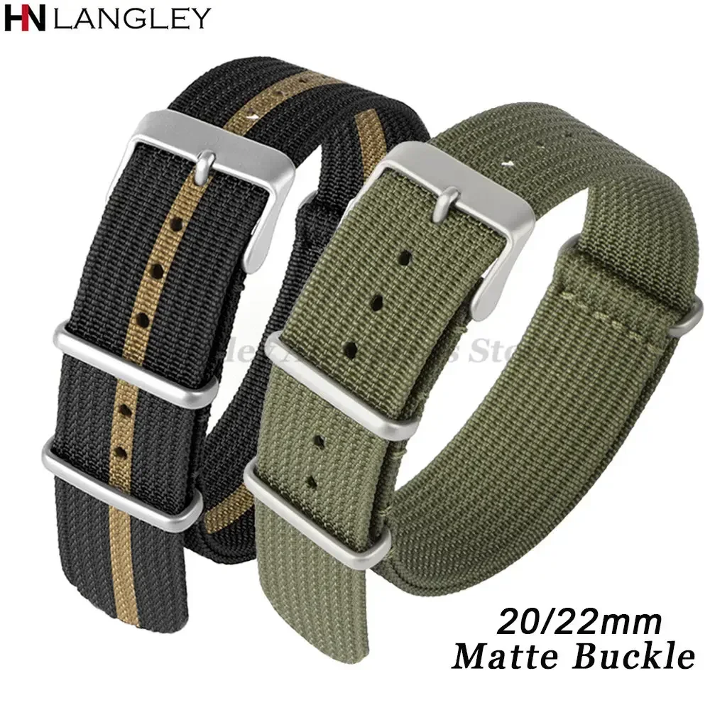 Nylon Strap 18mm 20mm 22mm for Military for Seiko Braid Ribbed Sport Bracelet for Samsung Galaxy Watch3/4/5/6 Belt Matte Buckles