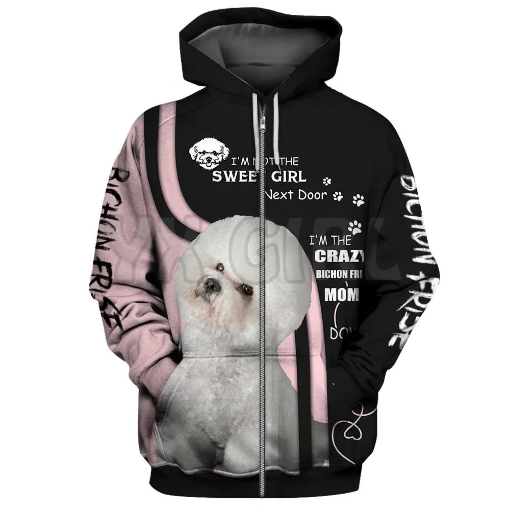 

I'm The Crazy Bichon Frise Mom Dog 3D Printed Hoodies Unisex Pullovers Funny Dog Hoodie Casual Street Tracksuit