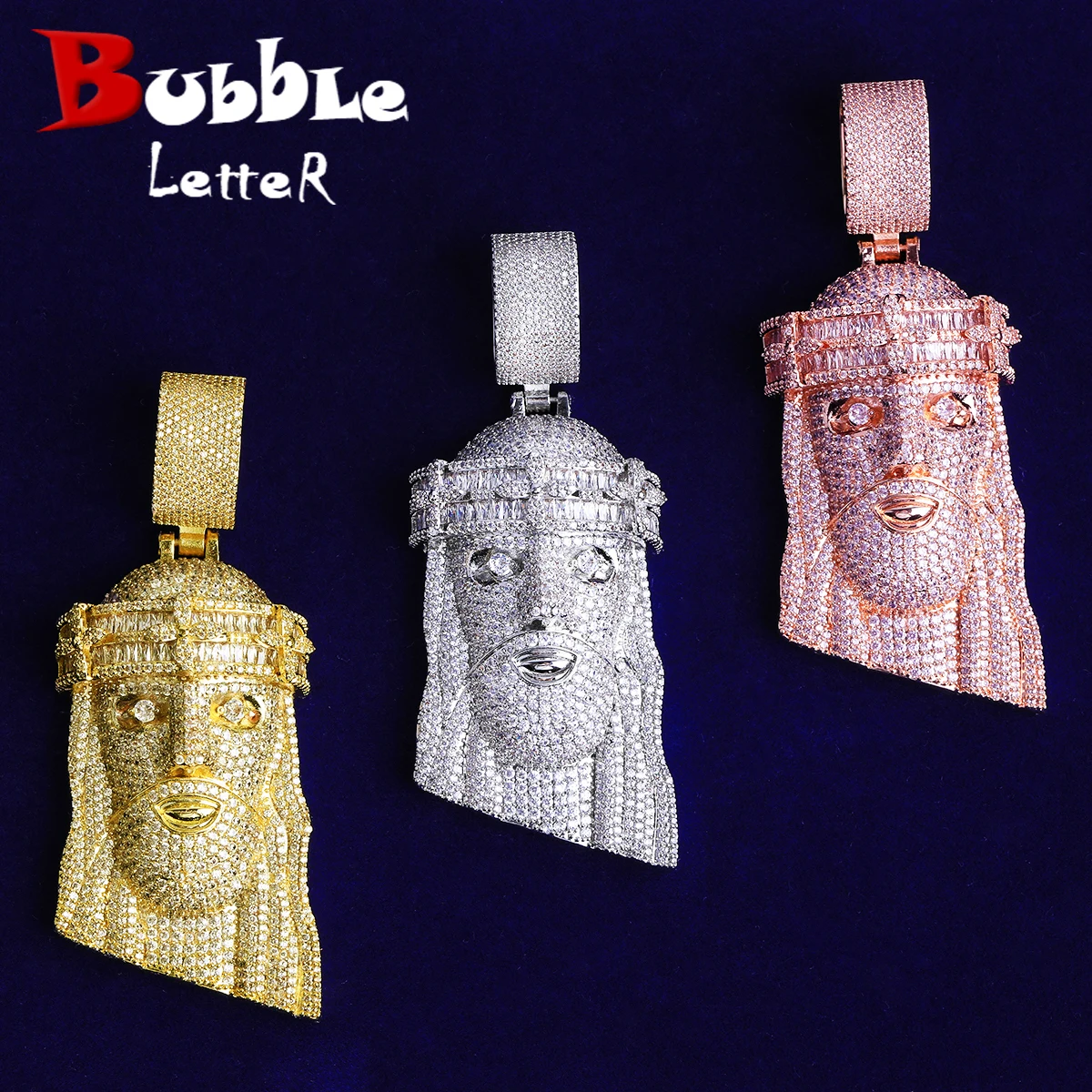 

Ожерелье с пузырьковой буквой Iced Out Иисус, кулон для мужчин, настоящее золото, 5А, кубический цирконий, ювелирные изделия в стиле хип-хоп