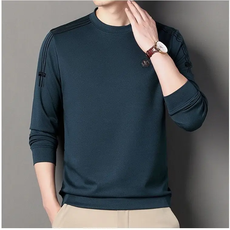 Autumn Winter Oversized Loose Casual Long Sleeve Tee Homme Fashion All-match Pullover Sweatshirt Male Tops Men Patchwork T-shirt