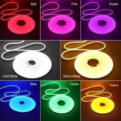 12V LED Neon Strip Light Neon Sign Waterproof Rope Lights Elastyczna silikonowa lampa 1m 2m 5m Dekoracja domu z wtyczką DC 8 kolorów