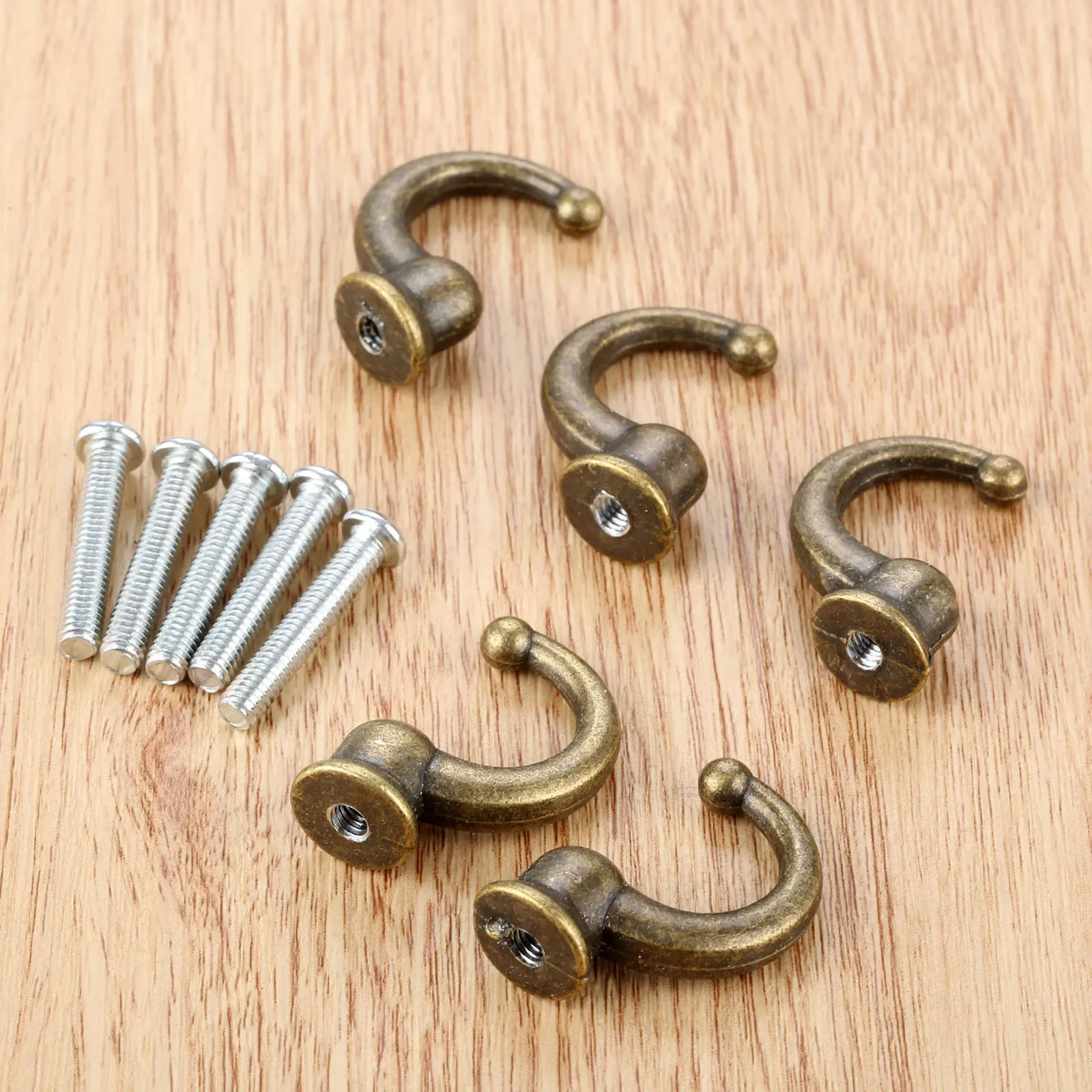 5Pcs Antique Bronze Door Hanger Hooks Small Wall Hooks for Jewelry Wood Box Bathroom Hat Keychain Coat Towels Furniture Hardware