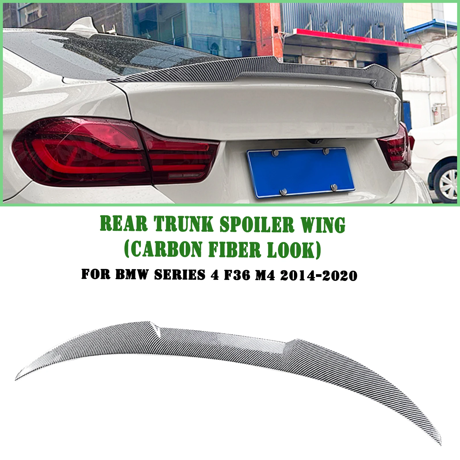 

For BMW 4 Series F36 2014-2020 420i 430i 435i 440i Gran Coupe 4 Door M4 Style Rear Trunk Lid Spoiler Wing Lip Tailgate Splitter