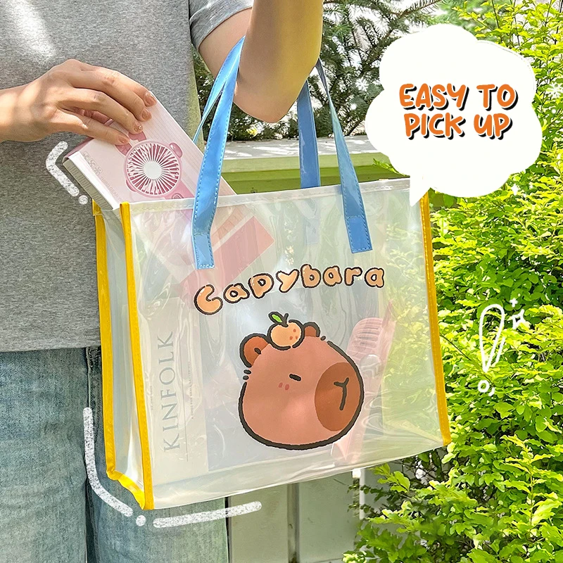 Cute Capybara Jelly Bag borsa da spiaggia trasparente borse a tracolla Capibara borsa portaoggetti impermeabile di grande capacità