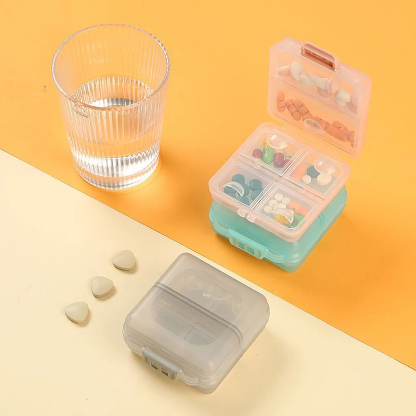 Portable Double-layer Buckle Packaging And Sealing, 6-cell Drug Compartment Storage Small Medicine Box