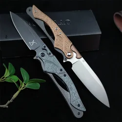 HUAAO Folding Knife High Quality D2 Blade Fine 420 Steel & T6 Aluminum Handle EDC Knife Outdoor Hunting Tactical Survival Tool