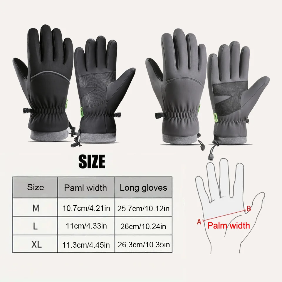 GTUBIKE Winter Waterproof Cycling Gloves Outdoor Sports Motorcycle Ski Touch Screen Fleece Gloves Non-slip Warm Full Fingers