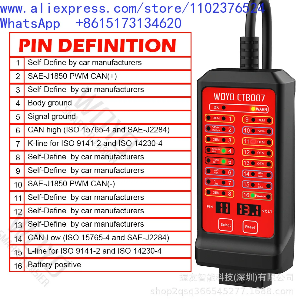 CTB007 OBD jumper box 16Pin junction box OBD2 car detector fault diagnosis instrument