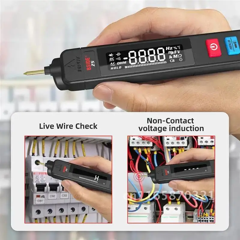 

BSIDE Digital Multimeter Smart Pen Tester Auto Ranging 6000 DC AC Voltage Capacitance Ohm Hz Diode Continuity Live Meter