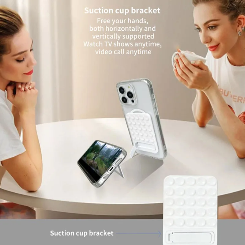 Silicone Suction Phone Mount Mirror Shower Phone Holder Foldable Adhesive Smartphones Accessory For Selfies And Videos