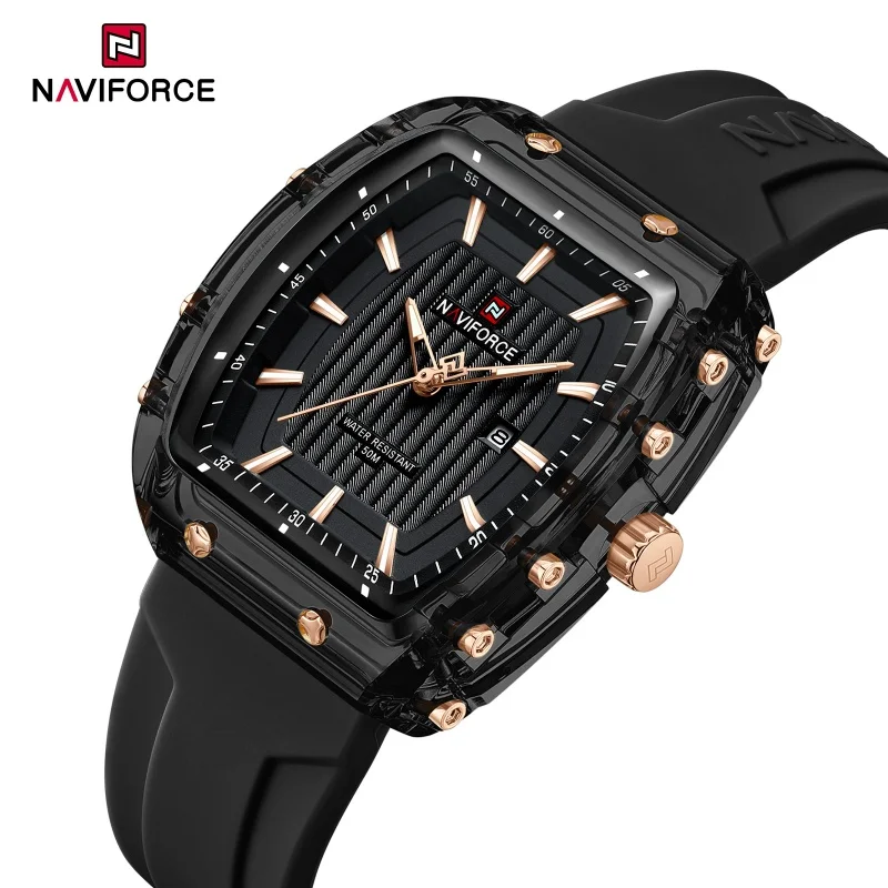 NAVIFORCE 7124 Fashion Quartz Watch Night Light Waterproof Calendar Silicone Strap Sports Neutral Men's and Women's Date Watches