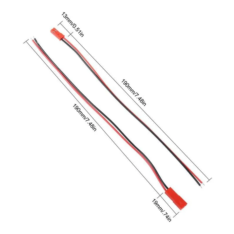 60Pairs ل JST موصل قابس 2 دبوس ذكر أنثى موصلات قابس سلك كابل 200 مللي متر 22AWG الأحمر والأسود ل LED مصباح RC اللعب